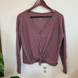 Soft Plush Long Sleeved Tie Top